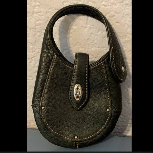 COLE HAAN Leather Flip Phone Carrying Case, Black - Picture 1 of 2